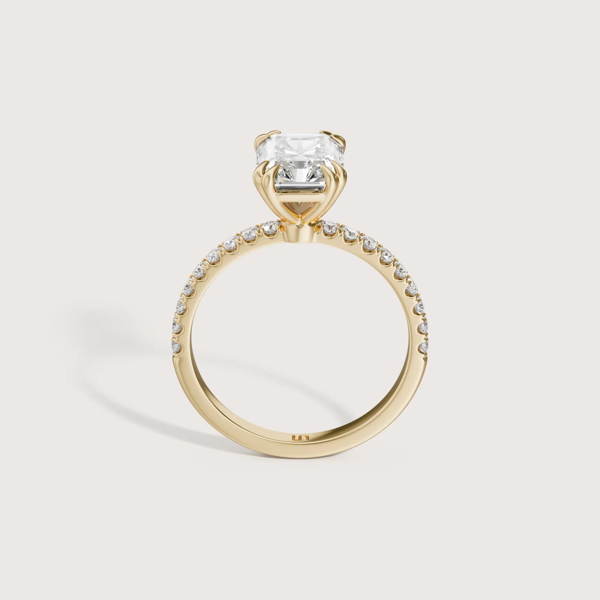 Lotus Radiant Solitaire - Diamond Band