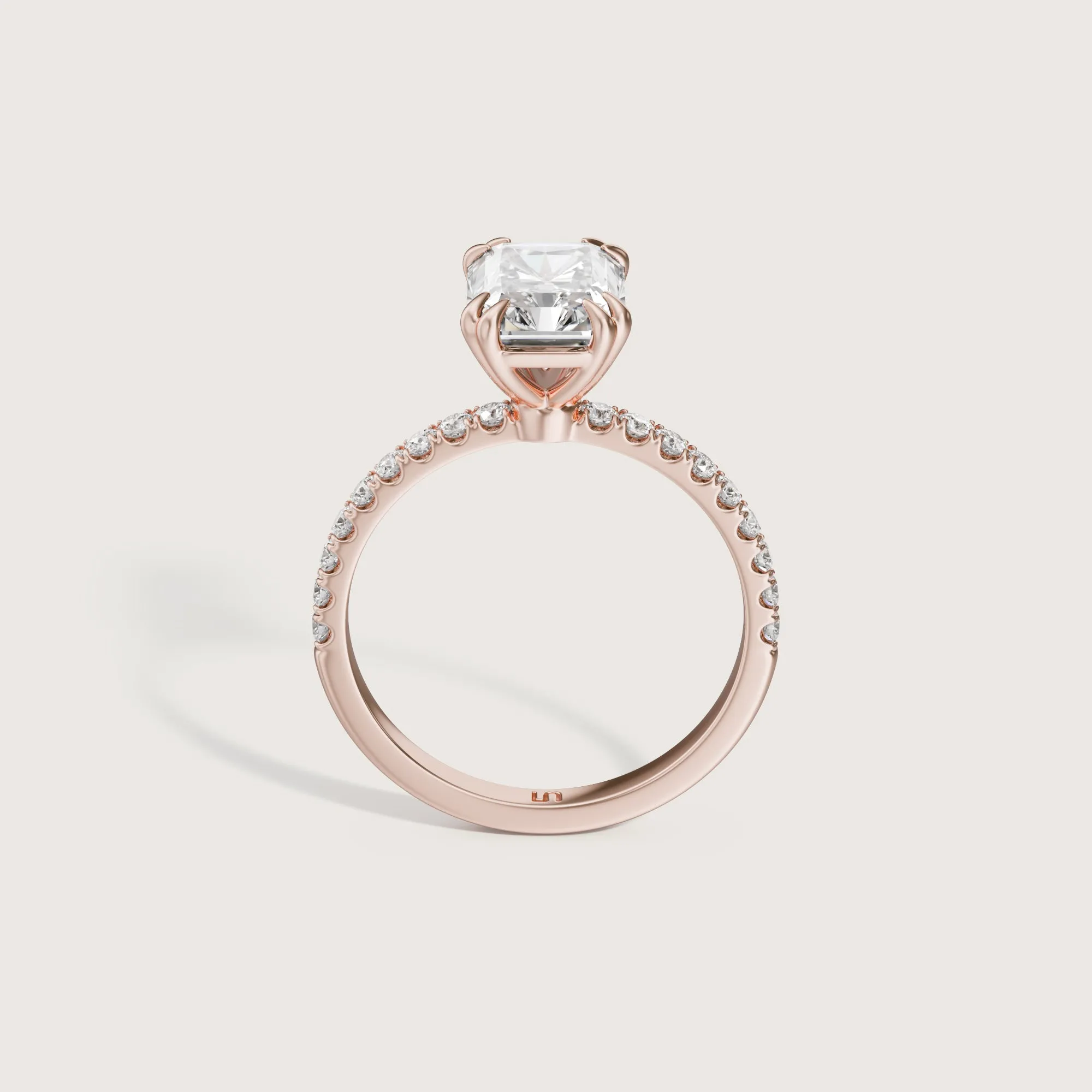 Lotus Radiant Solitaire - Diamond Band