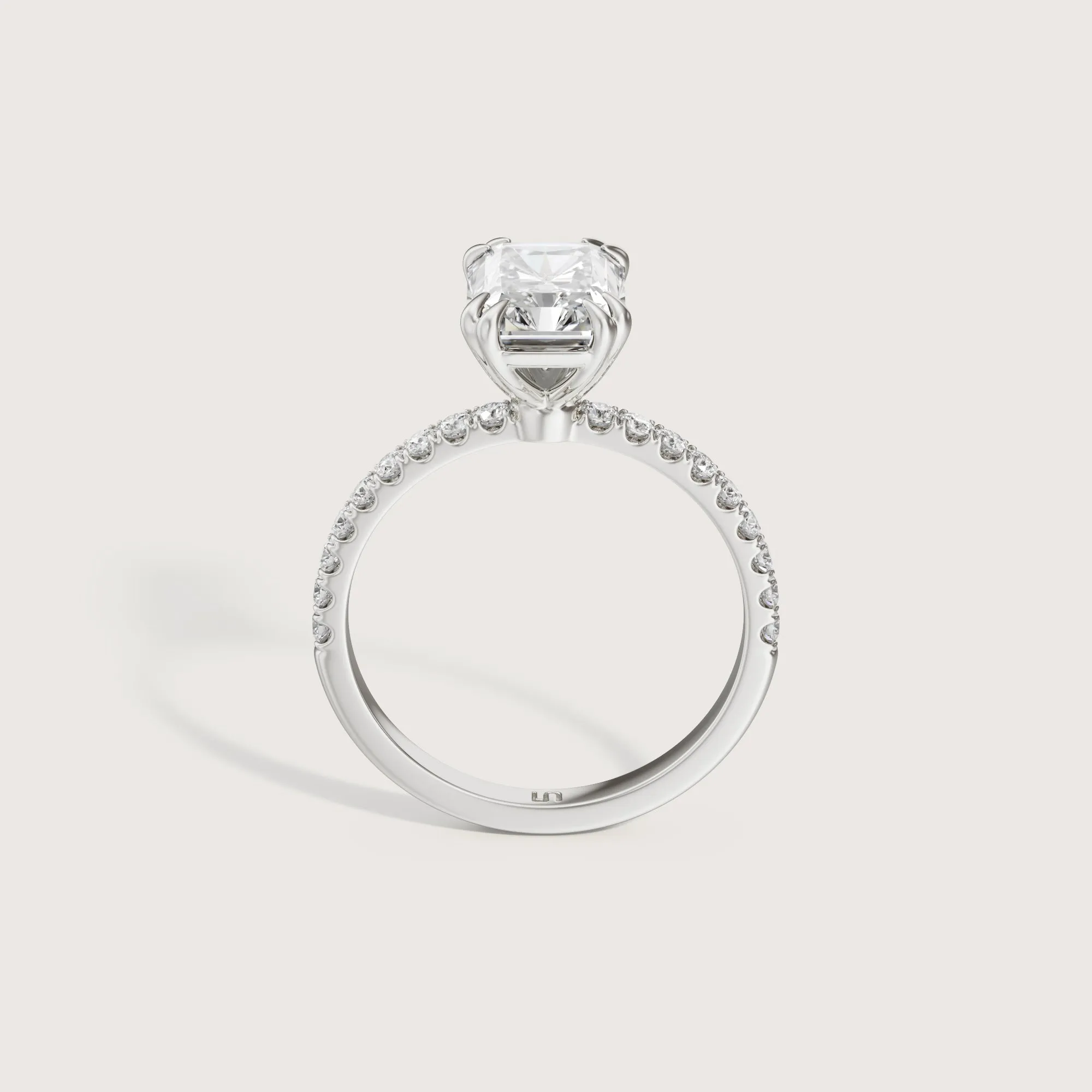 Lotus Radiant Solitaire - Diamond Band