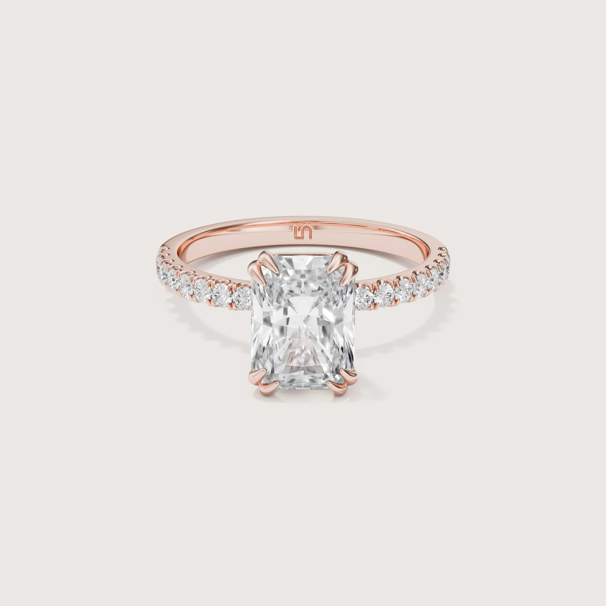 Lotus Radiant Solitaire - Diamond Band