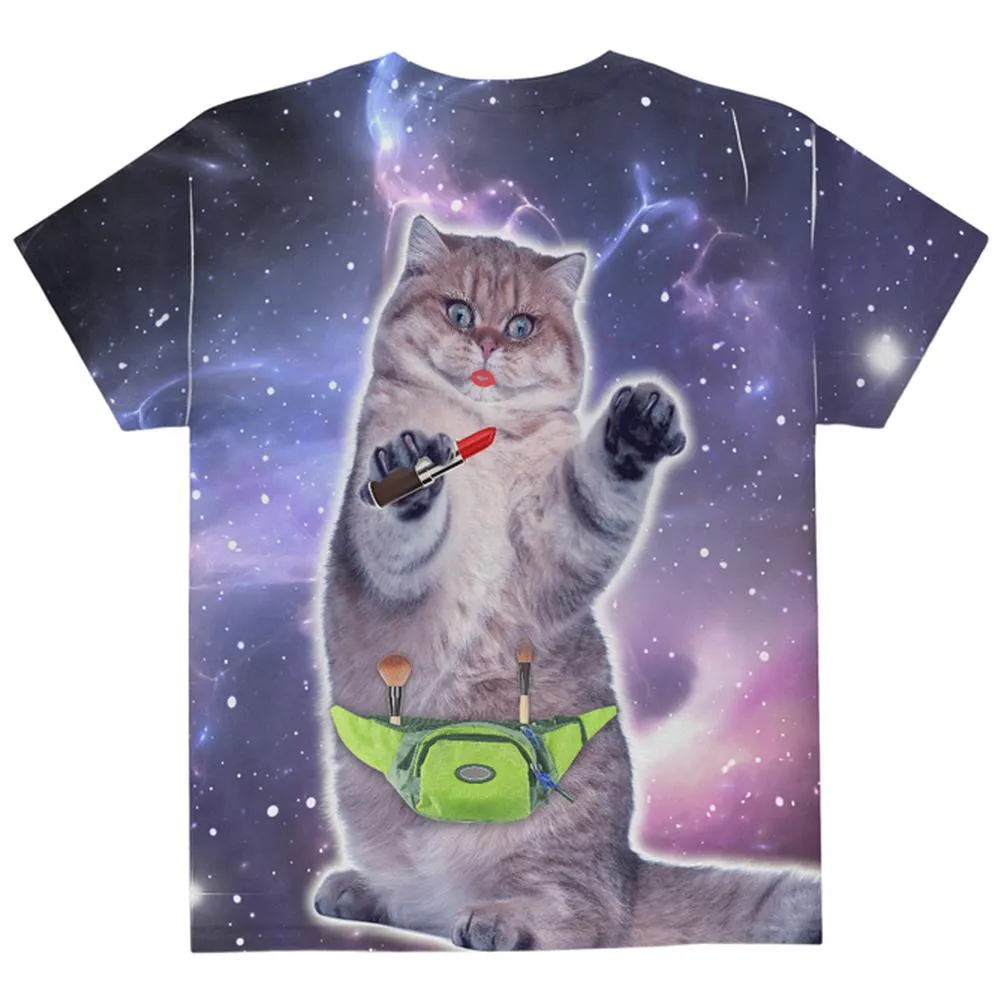 Makeup Cat Funny All Over Youth T Shirt