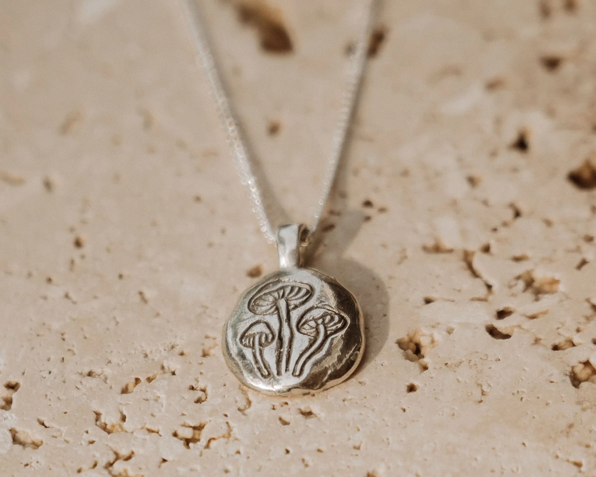 Mushroom Necklace Silver
