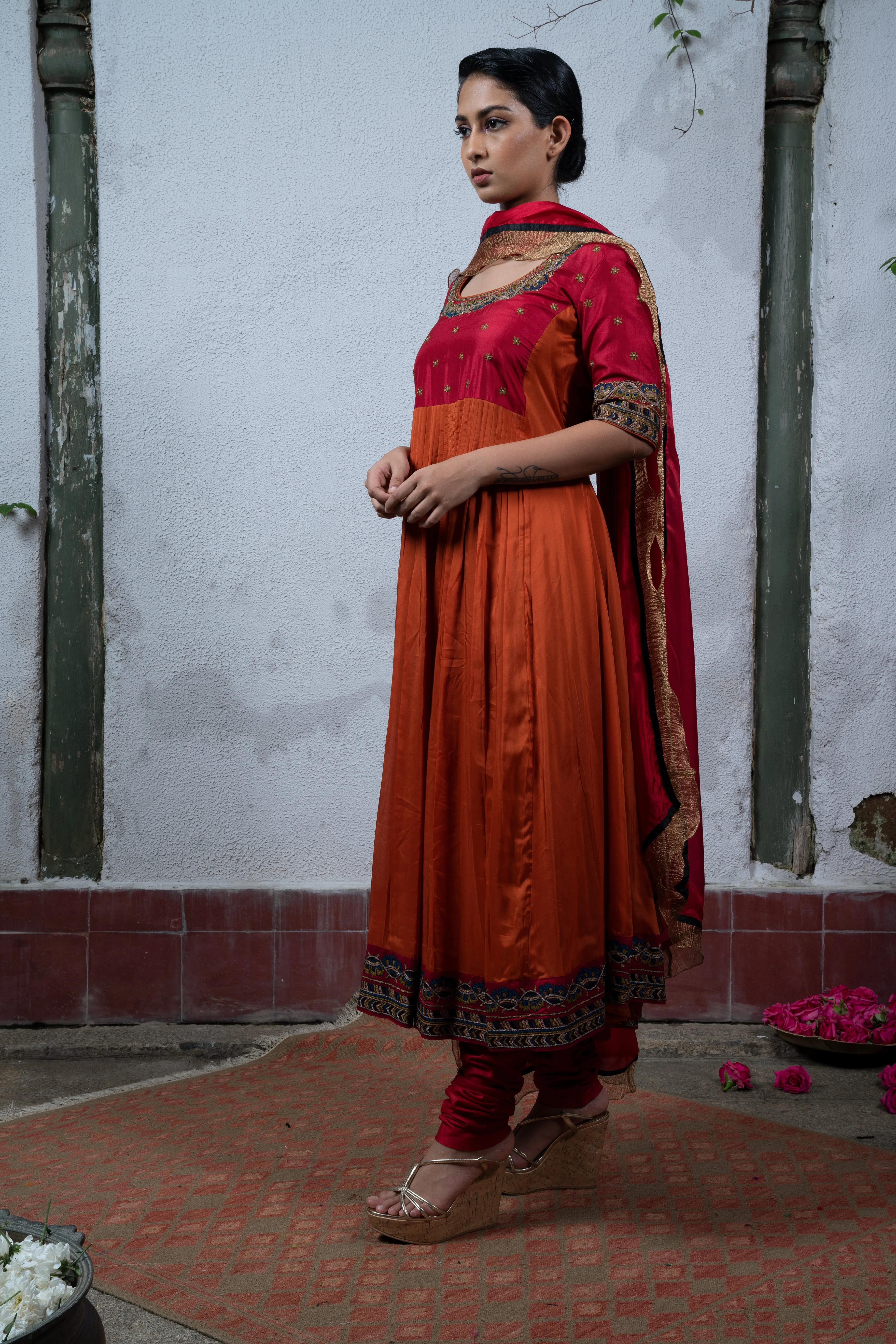 Mysore: Red and Orange Salwar
