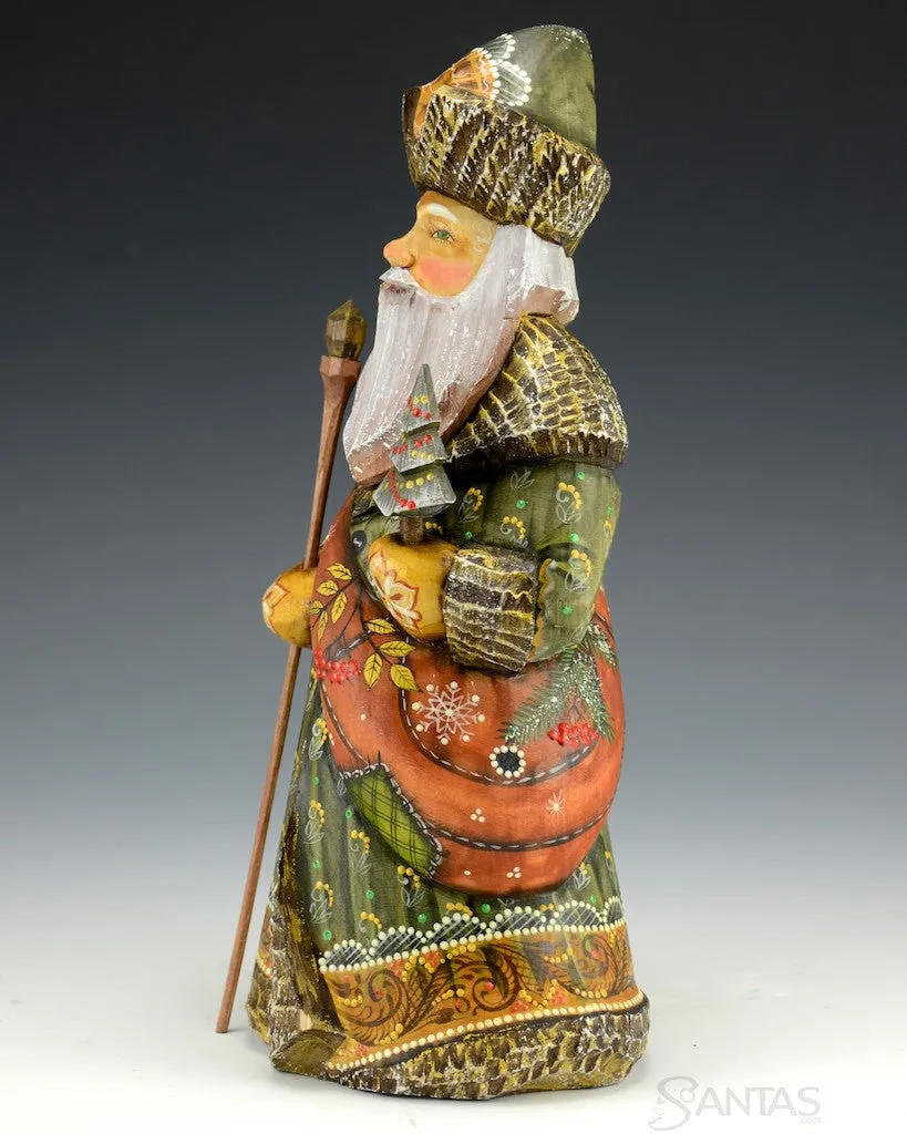 Olive Green Russian Santa with Satchel
