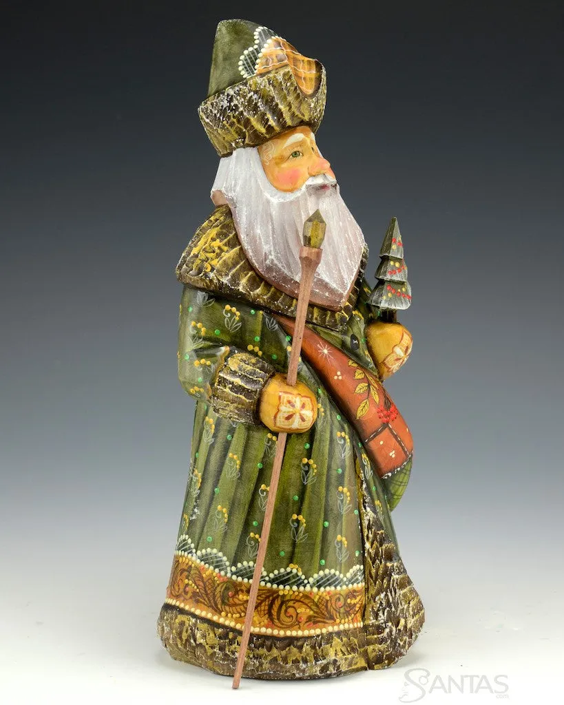 Olive Green Russian Santa with Satchel