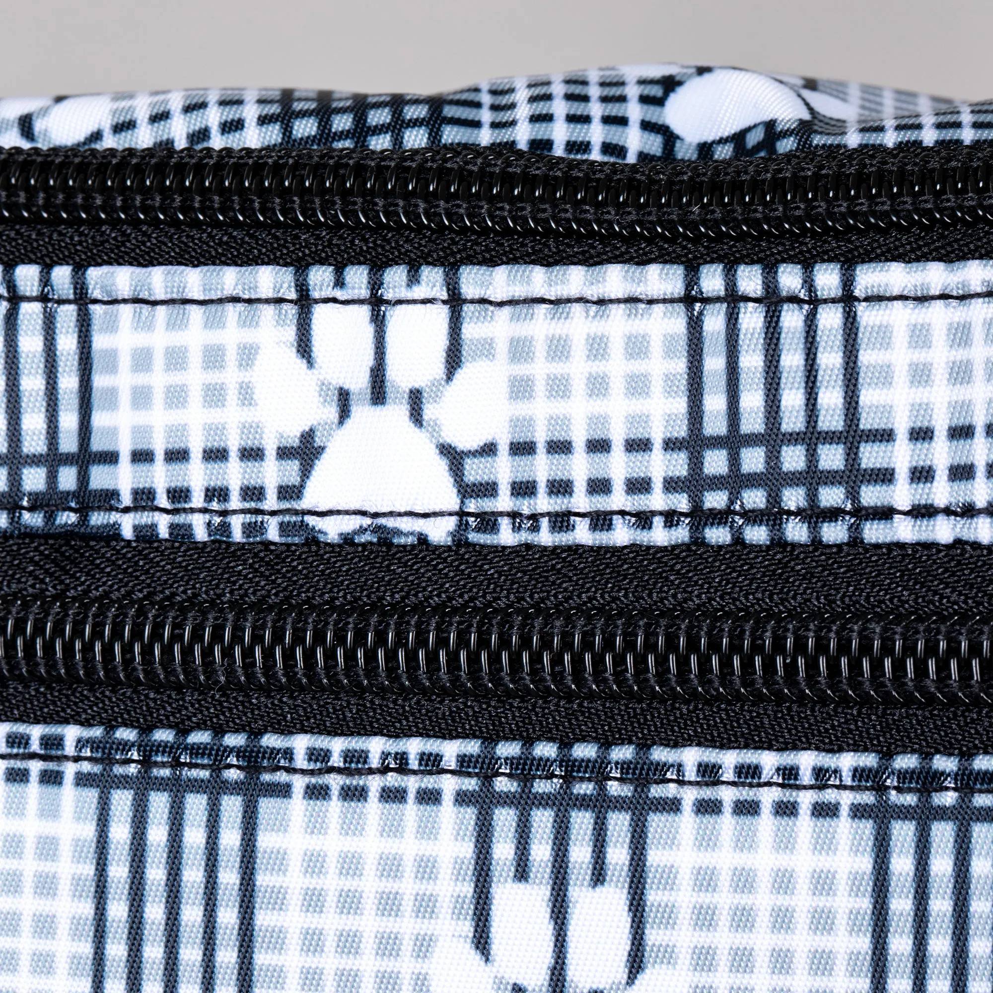 Plaid Paw Print Large Fanny Pack with 3 Zippered Pockets