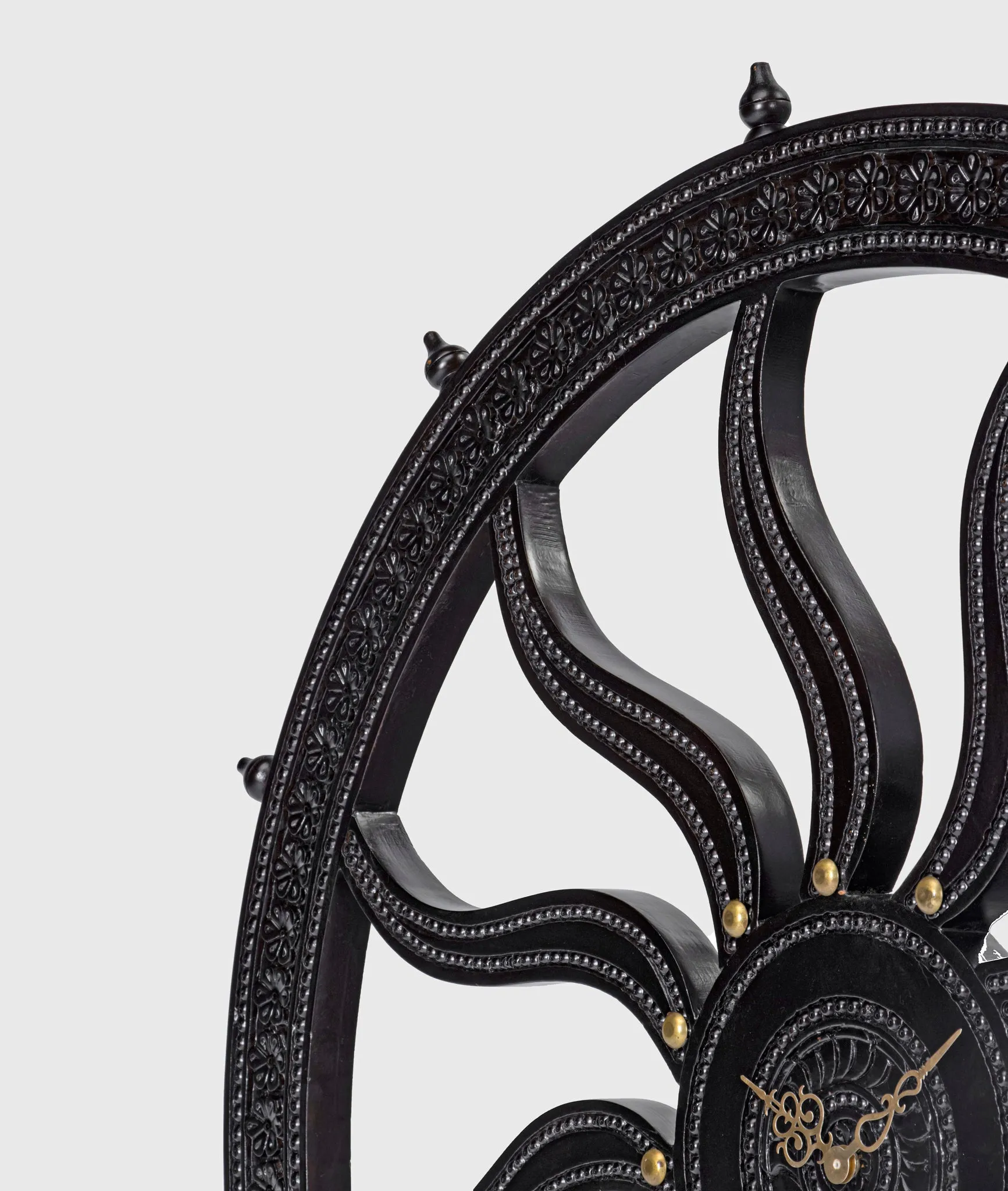 Rajasthani Carved Wall Clock In Teak