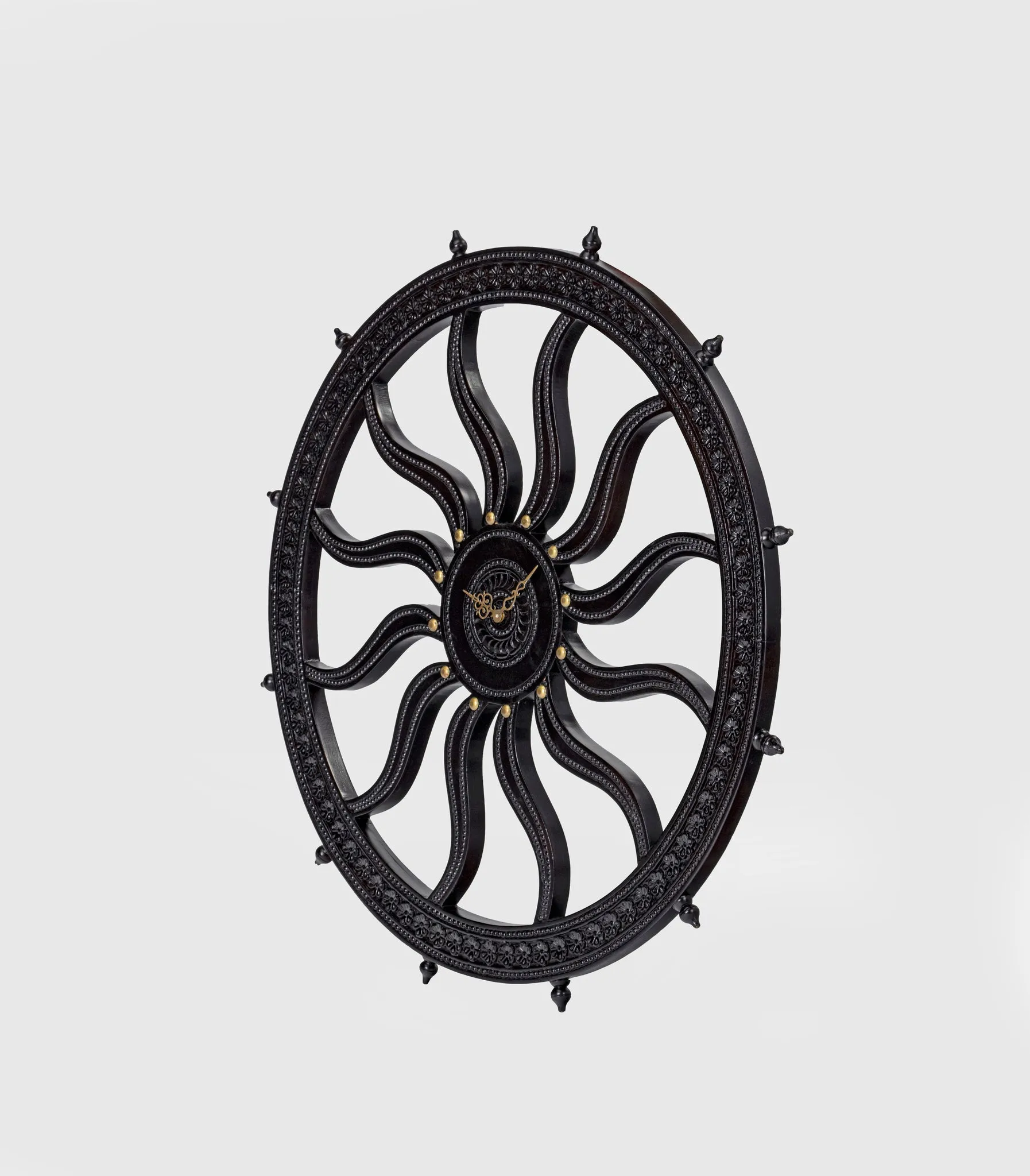 Rajasthani Carved Wall Clock In Teak