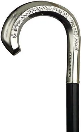 Scratch and Dent Alpaca Feather Carved Tourist Handle Walking Cane With Black Maple Shaft V2272
