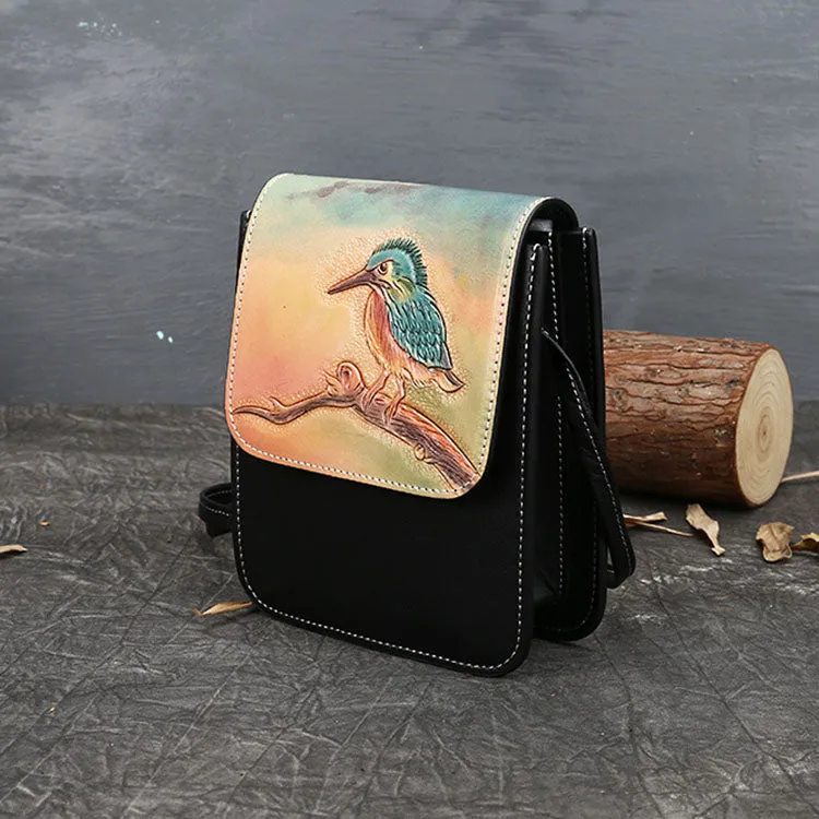 Small Womens Black Leather Crossbody Satchel Bag Shoulder Purse For Women