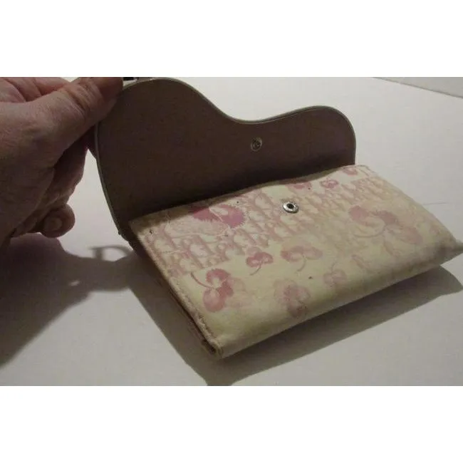 SOLD - Dior Pink Trotter Print Saddle Bag Style Tri Fold Wallet