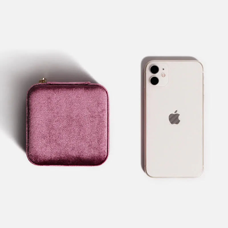 Storage Bag for Women with Mirror Velvet Square Jewelry Case