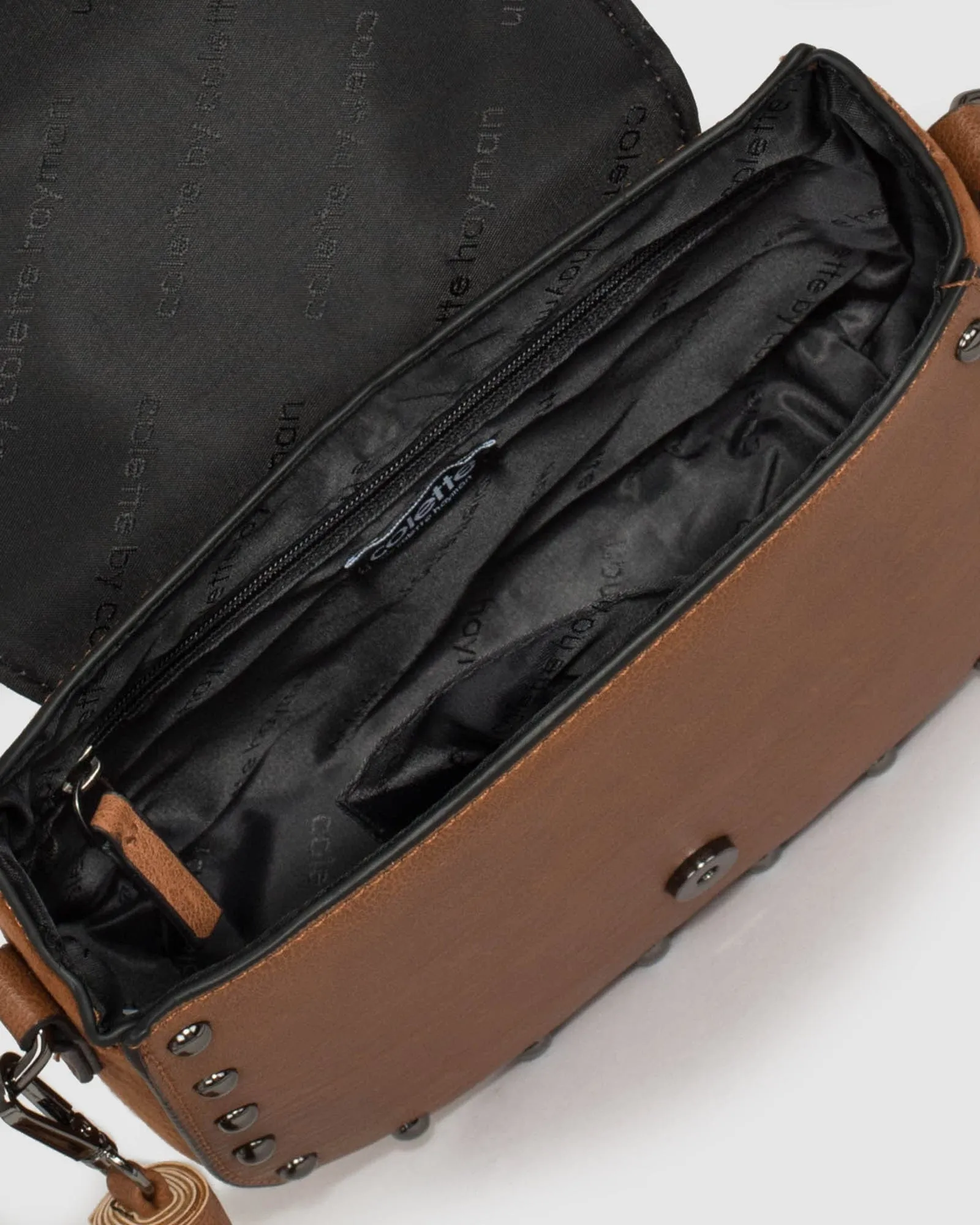 Tan Alix Panel Saddle Bag