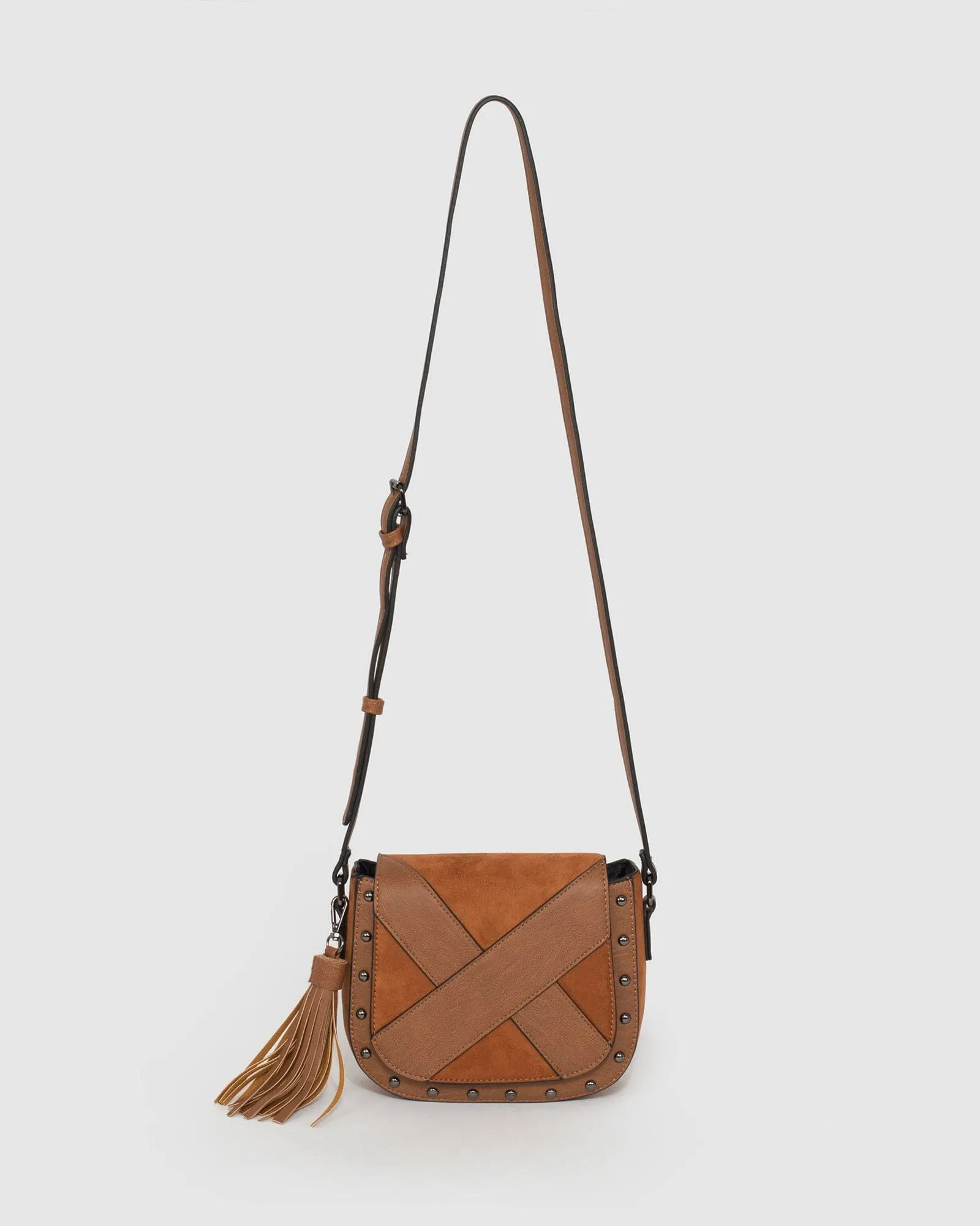 Tan Alix Panel Saddle Bag