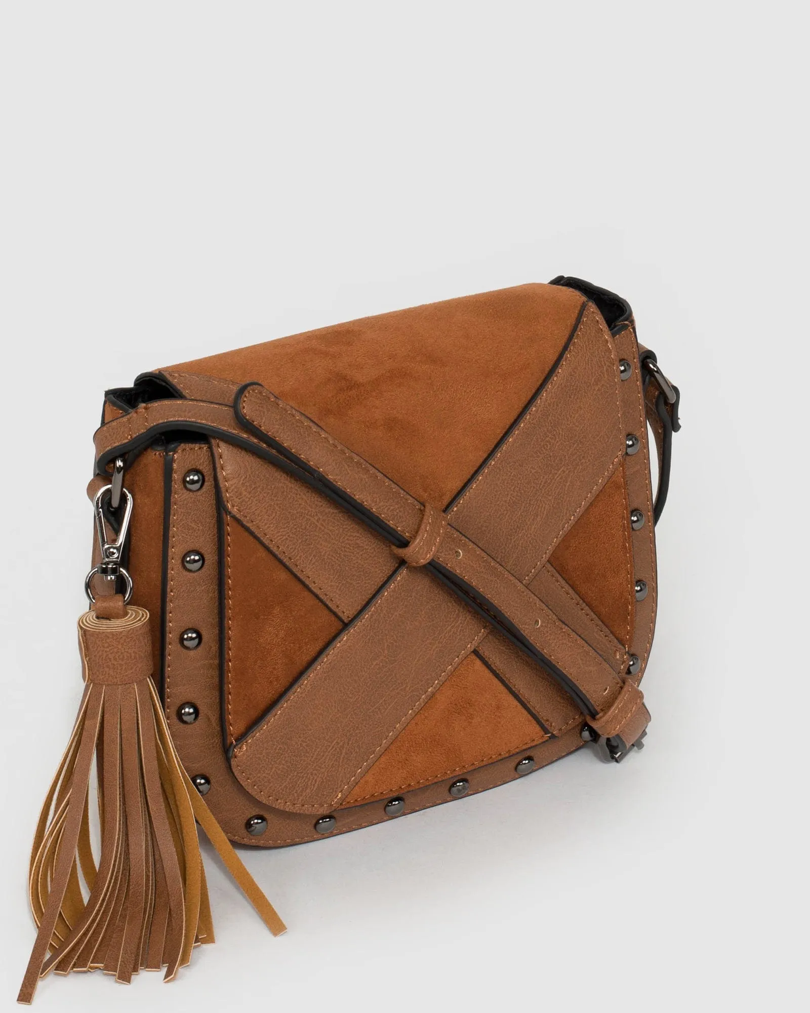 Tan Alix Panel Saddle Bag
