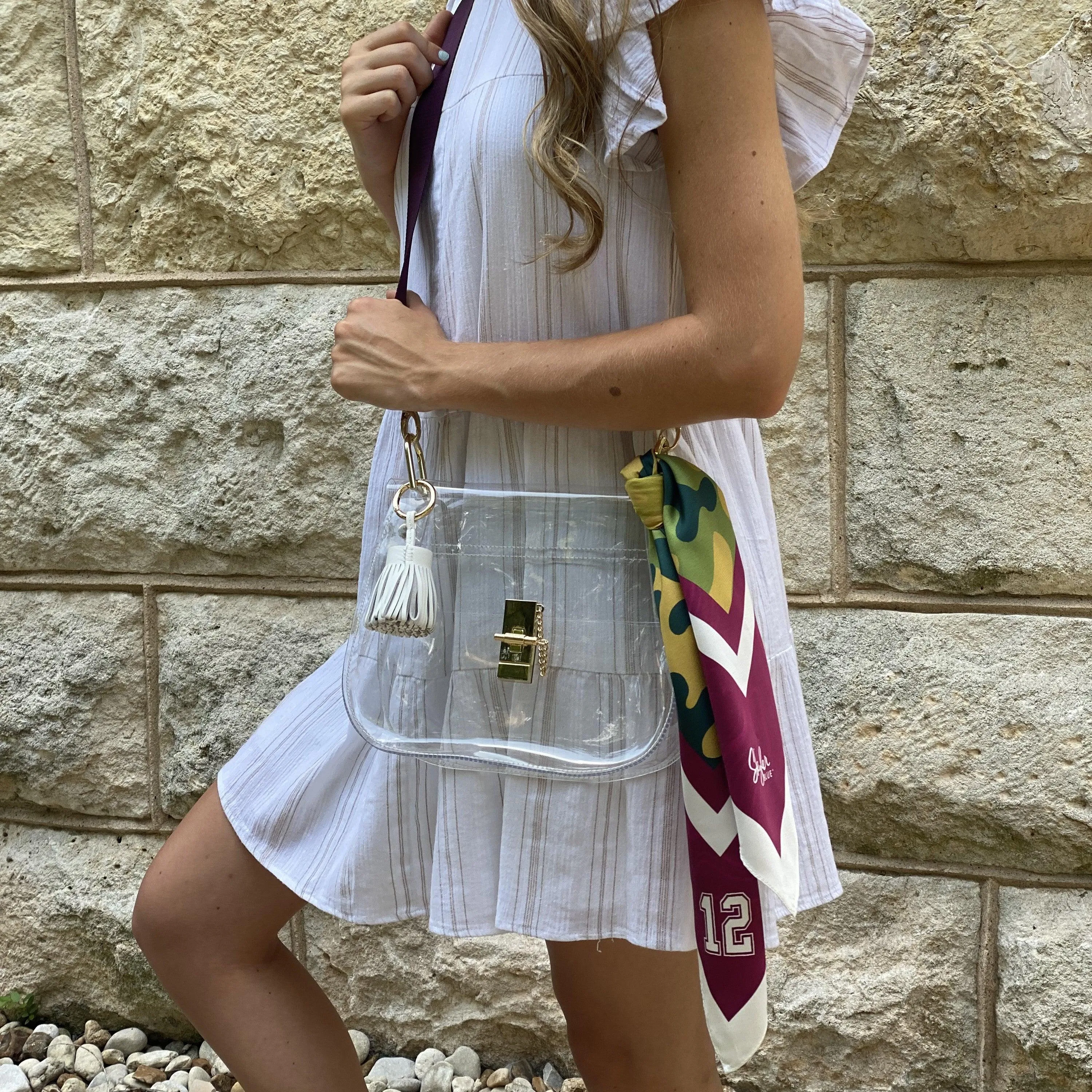 The College Station Clear Medium Saddle Bag