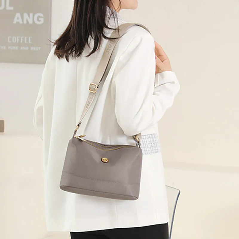 Triple Zip Small Crossbody Bag Lightweight Waterproof Nylon Shoulder Purses Handbags