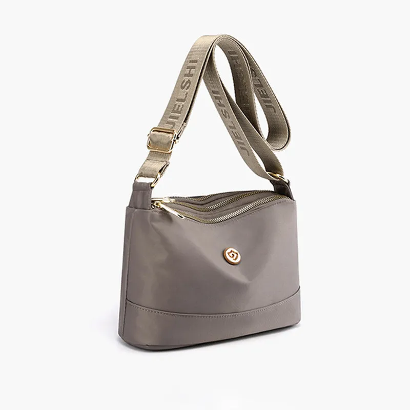 Triple Zip Small Crossbody Bag Lightweight Waterproof Nylon Shoulder Purses Handbags