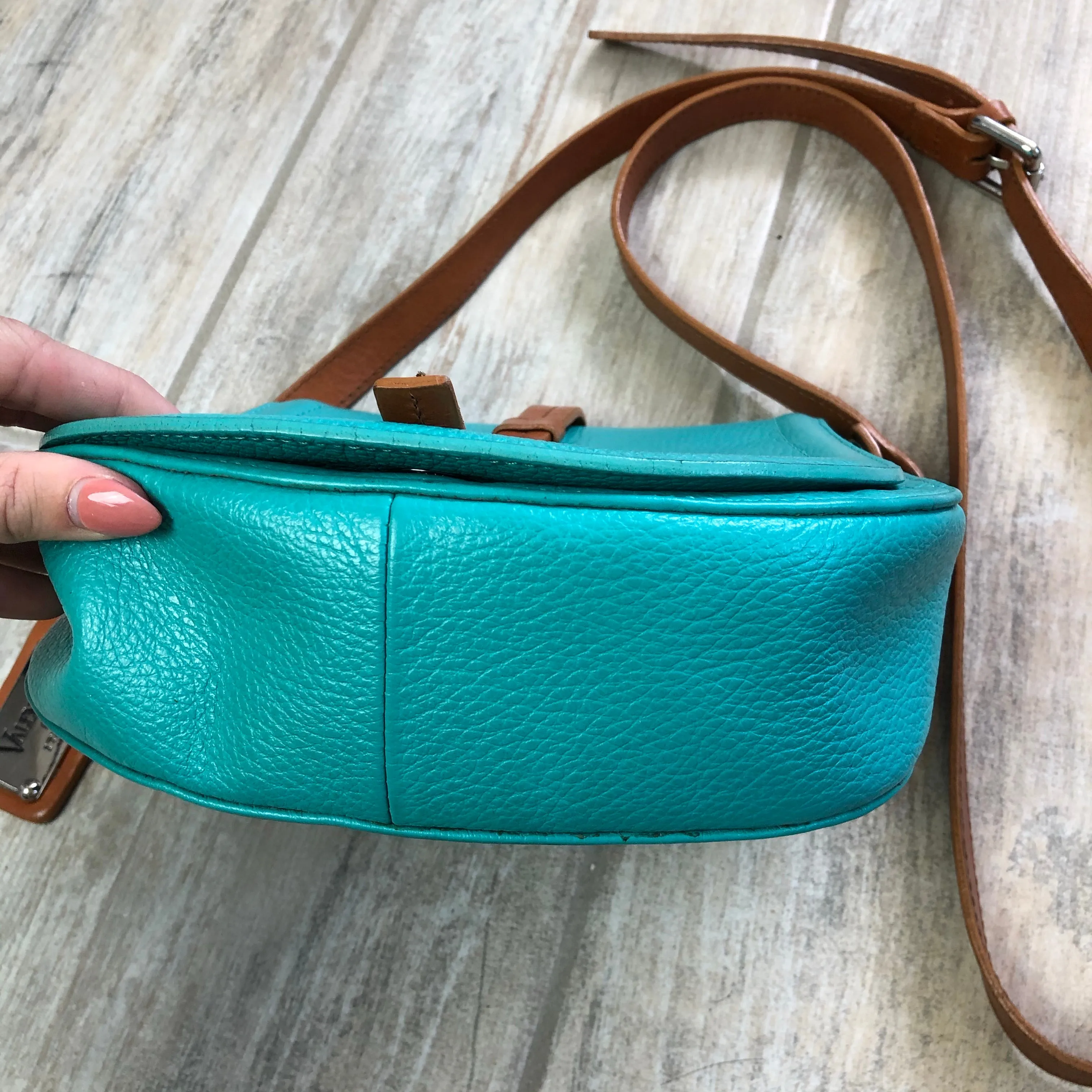 Valentina Leather Teal Crossbody Bag