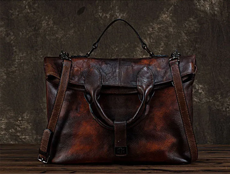 Vintage Women's Genuine Leather Handbags Crossbody Tote For Women