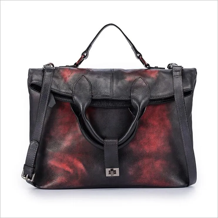 Vintage Women's Genuine Leather Handbags Crossbody Tote For Women