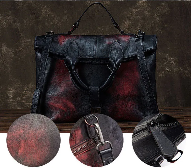 Vintage Women's Genuine Leather Handbags Crossbody Tote For Women