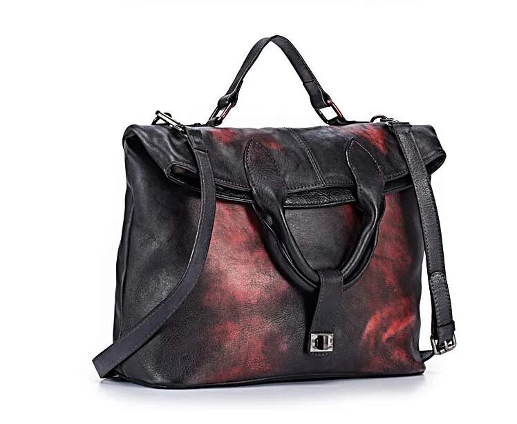 Vintage Women's Genuine Leather Handbags Crossbody Tote For Women