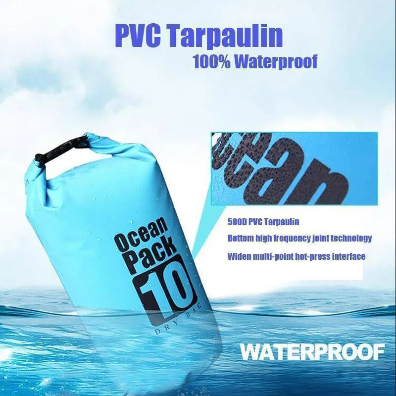 Waterproof Dry Storage Bag 5L/10L/20L - Outdoor Water Bags for Camping & Boating