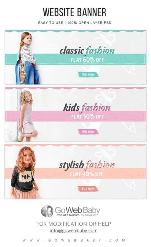 Website Banners For Website Marketing - Kids Classic Fashion