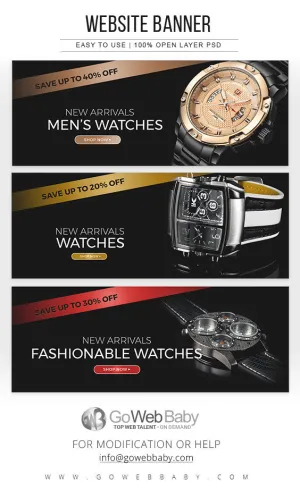 Website Banners - Men's Watches Collection For Website Marketing