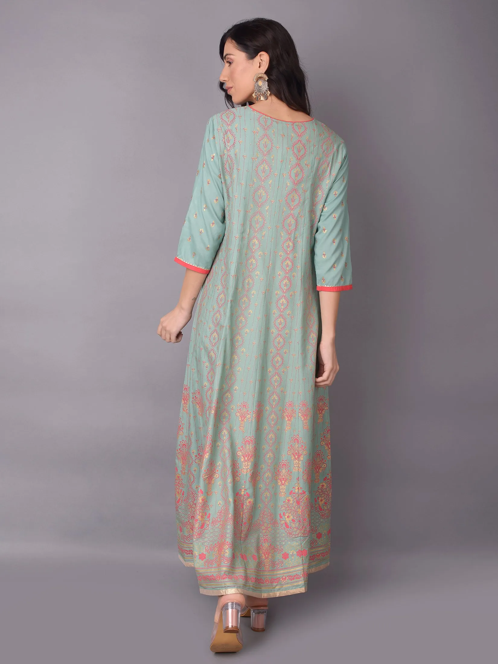 Women Green Ornamental Printed Dress
