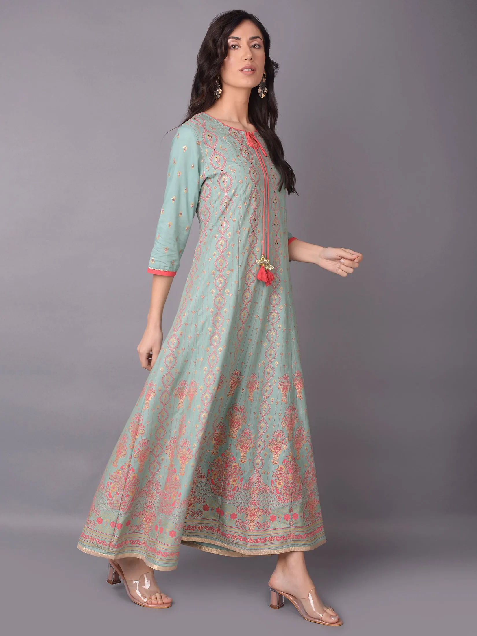 Women Green Ornamental Printed Dress