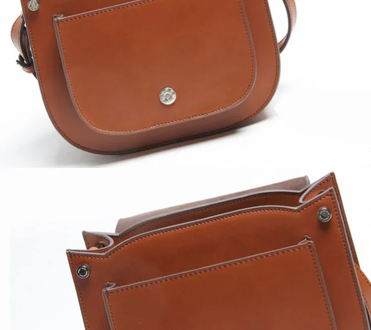 Womens Small Black Leather Crossbody Saddle Bag Purse Shoulder Bag for Women