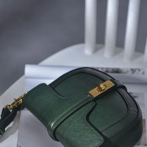 Women's Small Leather Crossbody Saddle Bag Genuine Leather Saddle Bag Purse