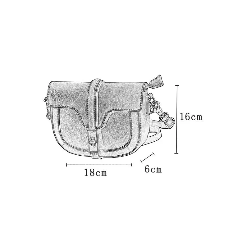 Women's Small Leather Crossbody Saddle Bag Genuine Leather Saddle Bag Purse